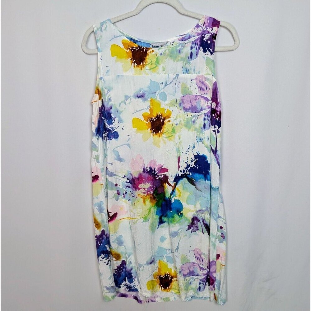 Jams World sz M Heavenly Floral Sleeveless Scoop Neck Rayon Tropical Vintage 90s